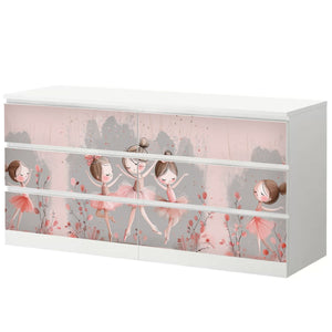 Möbelfolie IKEA Malm Ballerina – modernes Tanzmotiv in Rosa und Grau - Sunnywall - Individualität trifft Design