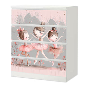 Möbelfolie IKEA Malm Ballerina – modernes Tanzmotiv in Rosa und Grau - Sunnywall - Individualität trifft Design