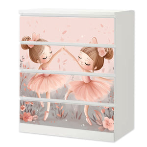 Möbelfolie IKEA Malm Ballerina – zartes Tanzmotiv mit Blumen in Rosa - Sunnywall - Individualität trifft Design