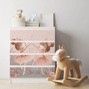 Möbelfolie IKEA Malm Ballerina – zartes Tanzmotiv mit Blumen in Rosa - Sunnywall - Individualität trifft Design
