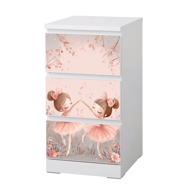 Möbelfolie IKEA Malm Ballerina – zartes Tanzmotiv mit Blumen in Rosa - Sunnywall - Individualität trifft Design