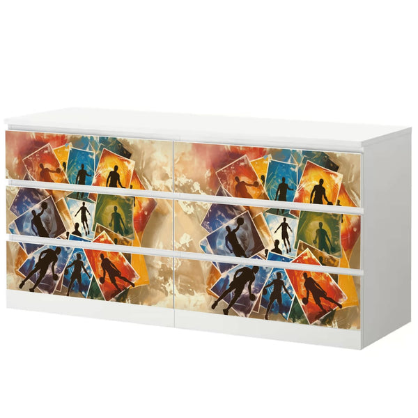 Möbelfolie IKEA Malm Basketball – sportliches Design mit Action-Silhouetten - Sunnywall - Individualität trifft Design