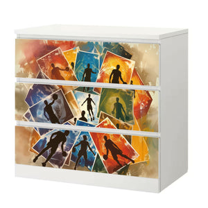 Möbelfolie IKEA Malm Basketball – sportliches Design mit Action-Silhouetten - Sunnywall - Individualität trifft Design