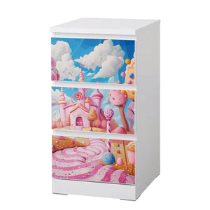 Möbelfolie IKEA Malm Candyland – zuckersüßes Design mit Schloss & Bonbons - Sunnywall - Individualität trifft Design
