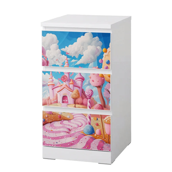 Möbelfolie IKEA Malm Candyland – zuckersüßes Design mit Schloss & Bonbons - Sunnywall - Individualität trifft Design