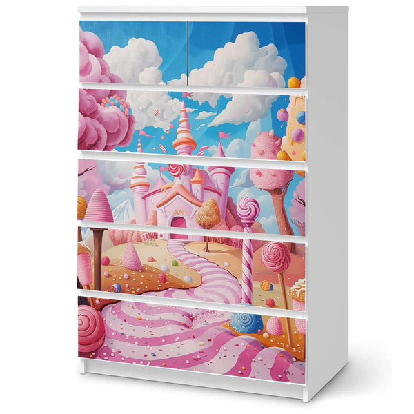 Möbelfolie IKEA Malm Candyland – zuckersüßes Design mit Schloss & Bonbons - Sunnywall - Individualität trifft Design