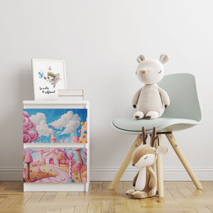 Möbelfolie IKEA Malm Candyland – zuckersüßes Design mit Schloss & Bonbons - Sunnywall - Individualität trifft Design