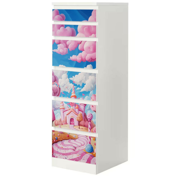 Möbelfolie IKEA Malm Candyland – zuckersüßes Design mit Schloss & Bonbons - Sunnywall - Individualität trifft Design