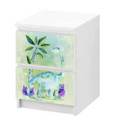Möbelfolie IKEA Malm Dino Kids Langhals – verspieltes Dinosaurier-Design für Kinder - Sunnywall - Individualität trifft Design