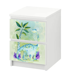 Möbelfolie IKEA Malm Dino Kids Langhals – verspieltes Dinosaurier-Design für Kinder - Sunnywall - Individualität trifft Design