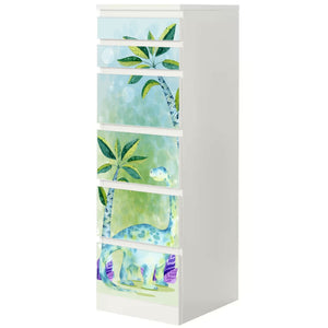 Möbelfolie IKEA Malm Dino Kids Langhals – verspieltes Dinosaurier-Design für Kinder - Sunnywall - Individualität trifft Design