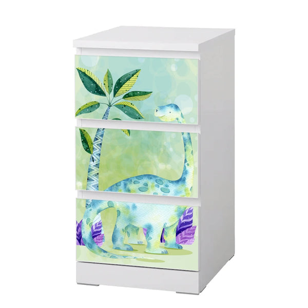 Möbelfolie IKEA Malm Dino Kids Langhals – verspieltes Dinosaurier-Design für Kinder - Sunnywall - Individualität trifft Design