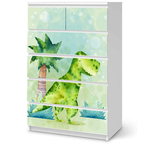 Möbelfolie IKEA Malm Dino T-Rex – fröhliches Aquarell-Design fürs Kinderzimmer - Sunnywall - Individualität trifft Design