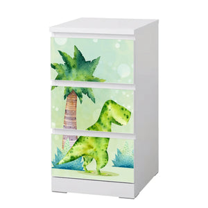 Möbelfolie IKEA Malm Dino T-Rex – fröhliches Aquarell-Design fürs Kinderzimmer - Sunnywall - Individualität trifft Design
