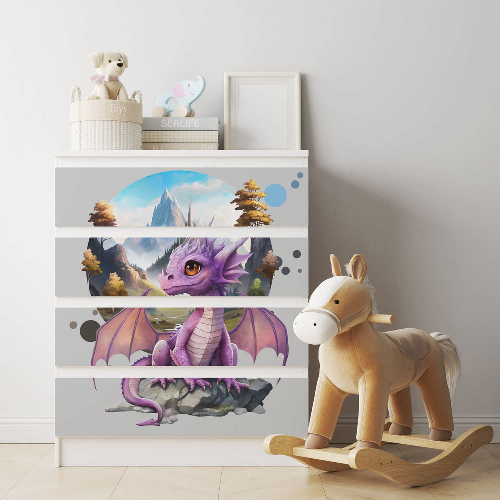 Möbelfolie IKEA Malm Drache – magisches Fantasy-Design fürs Kinderzimmer - Sunnywall - Individualität trifft Design