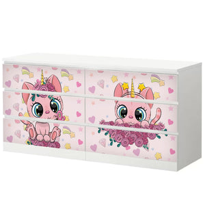 Möbelfolie IKEA Malm Einhorn Katze – niedlich & modern für Kinderzimmer - Sunnywall - Individualität trifft Design