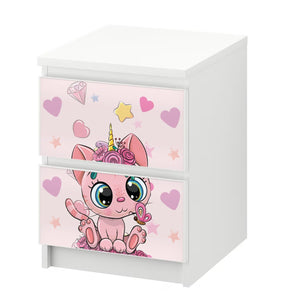 Möbelfolie IKEA Malm Einhorn Katze – niedlich & modern für Kinderzimmer - Sunnywall - Individualität trifft Design