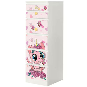 Möbelfolie IKEA Malm Einhorn Katze – niedlich & modern für Kinderzimmer - Sunnywall - Individualität trifft Design