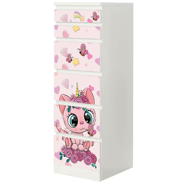 Möbelfolie IKEA Malm Einhorn Katze – niedlich & modern für Kinderzimmer - Sunnywall - Individualität trifft Design