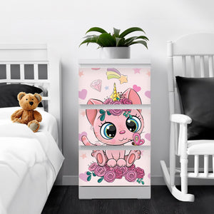 Möbelfolie IKEA Malm Einhorn Katze – niedlich & modern für Kinderzimmer - Sunnywall - Individualität trifft Design