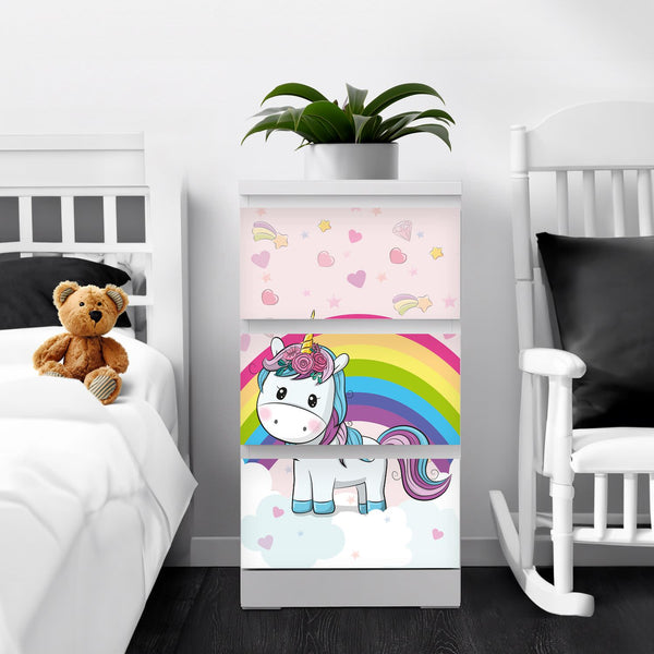 Möbelfolie IKEA Malm Einhorn – niedliches Regenbogen-Design für Kinder - Sunnywall - Individualität trifft Design