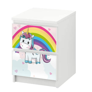 Möbelfolie IKEA Malm Einhorn – niedliches Regenbogen-Design für Kinder - Sunnywall - Individualität trifft Design