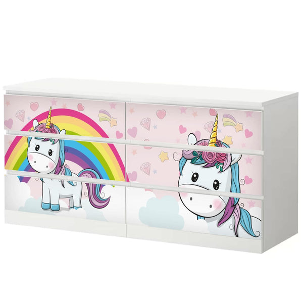 Möbelfolie IKEA Malm Einhorn – niedliches Regenbogen-Design für Kinder - Sunnywall - Individualität trifft Design
