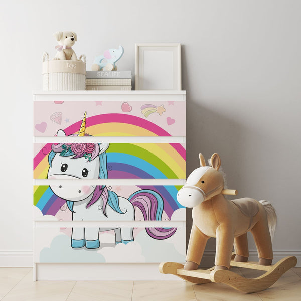 Möbelfolie IKEA Malm Einhorn – niedliches Regenbogen-Design für Kinder - Sunnywall - Individualität trifft Design
