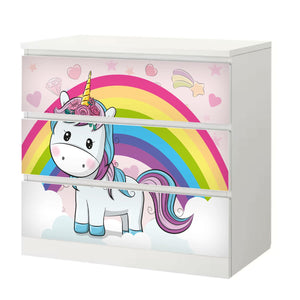 Möbelfolie IKEA Malm Einhorn – niedliches Regenbogen-Design für Kinder - Sunnywall - Individualität trifft Design