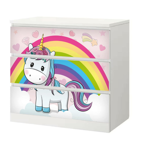 Möbelfolie IKEA Malm Einhorn – niedliches Regenbogen-Design für Kinder - Sunnywall - Individualität trifft Design