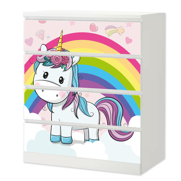 Möbelfolie IKEA Malm Einhorn – niedliches Regenbogen-Design für Kinder - Sunnywall - Individualität trifft Design