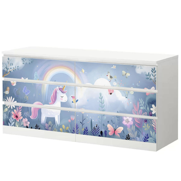 Möbelfolie IKEA Malm Einhorn – Zauberwald-Design fürs Kinderzimmer - Sunnywall - Individualität trifft Design
