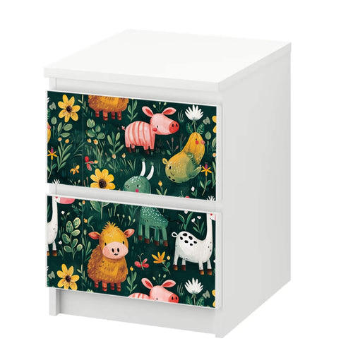 Möbelfolie IKEA Malm Farmtiere – fröhliches Bauernhof-Pattern fürs Kinderzimmer - Sunnywall - Individualität trifft Design
