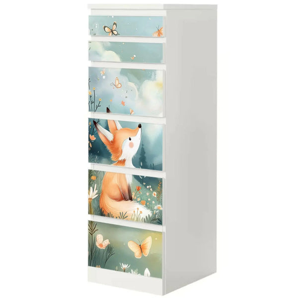 Möbelfolie IKEA Malm Fuchs – verträumtes Wiesenmotiv mit Waldhintergrund - Sunnywall - Individualität trifft Design