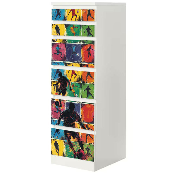 Möbelfolie IKEA Malm Fußball Spieler – sportliches Action-Design in Popart-Optik - Sunnywall - Individualität trifft Design