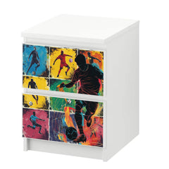 Möbelfolie IKEA Malm Fußball Spieler – sportliches Action-Design in Popart-Optik - Sunnywall - Individualität trifft Design