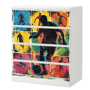 Möbelfolie IKEA Malm Fußball Spieler – sportliches Action-Design in Popart-Optik - Sunnywall - Individualität trifft Design