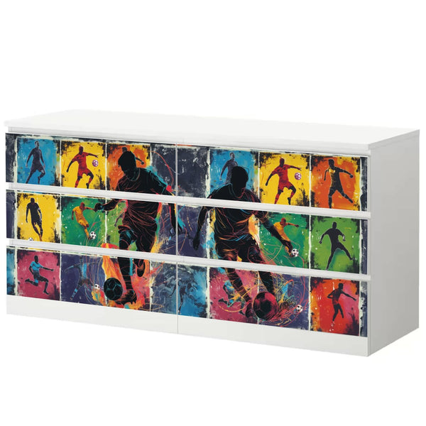 Möbelfolie IKEA Malm Fußball Spieler – sportliches Action-Design in Popart-Optik - Sunnywall - Individualität trifft Design