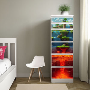 Möbelfolie IKEA Malm Game Level Lava – Plattformwelt mit Feuer, Gestein & Lavafluss - Sunnywall - Individualität trifft Design