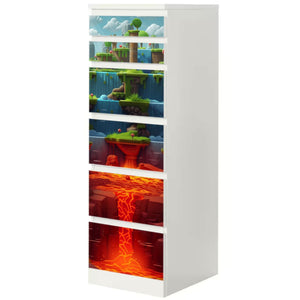 Möbelfolie IKEA Malm Game Level Lava – Plattformwelt mit Feuer, Gestein & Lavafluss - Sunnywall - Individualität trifft Design
