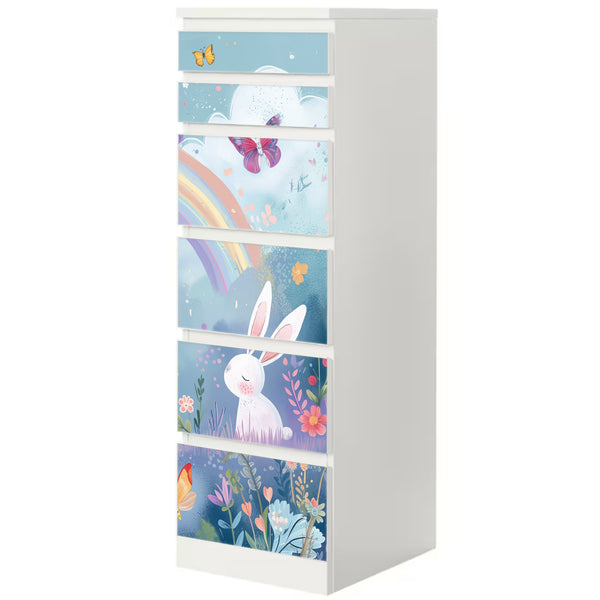 Möbelfolie IKEA Malm Hase – Regenbogenmotiv für fröhliche Kinderzimmer - Sunnywall - Individualität trifft Design