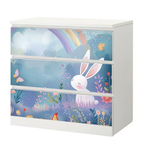 Möbelfolie IKEA Malm Hase – Regenbogenmotiv für fröhliche Kinderzimmer - Sunnywall - Individualität trifft Design