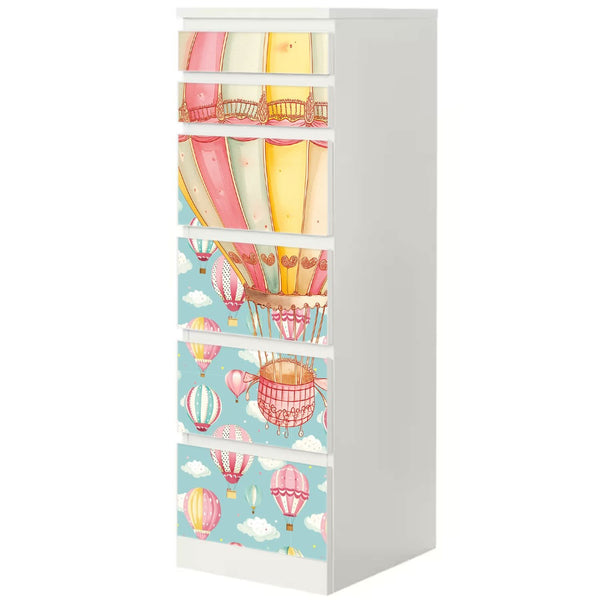 Möbelfolie IKEA Malm Heißluftballons – rosa Traumwolken für Kinderzimmer - Sunnywall - Individualität trifft Design
