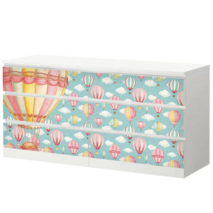 Möbelfolie IKEA Malm Heißluftballons – rosa Traumwolken für Kinderzimmer - Sunnywall - Individualität trifft Design