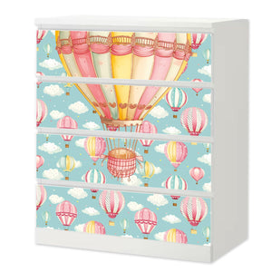 Möbelfolie IKEA Malm Heißluftballons – rosa Traumwolken für Kinderzimmer - Sunnywall - Individualität trifft Design