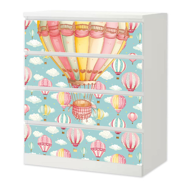Möbelfolie IKEA Malm Heißluftballons – rosa Traumwolken für Kinderzimmer - Sunnywall - Individualität trifft Design