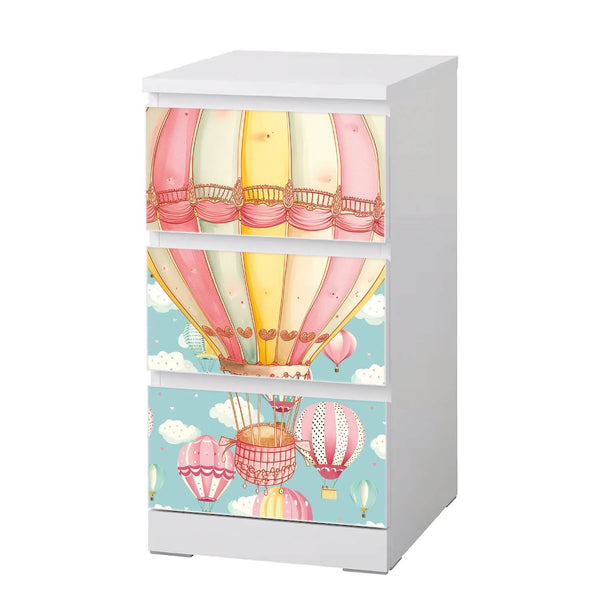 Möbelfolie IKEA Malm Heißluftballons – rosa Traumwolken für Kinderzimmer - Sunnywall - Individualität trifft Design