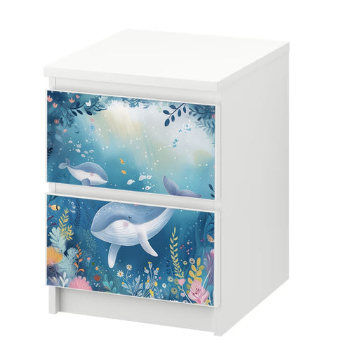 Möbelfolie IKEA Malm Meereswelt – Wal-Motiv für ruhige Kinderzimmerträume - Sunnywall - Individualität trifft Design