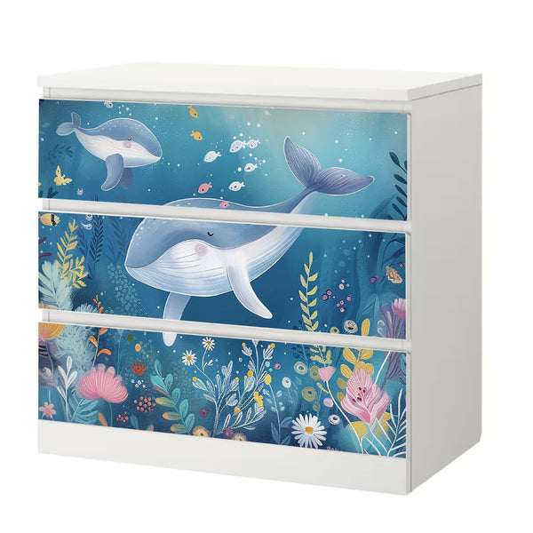 Möbelfolie IKEA Malm Meereswelt – Wal-Motiv für ruhige Kinderzimmerträume - Sunnywall - Individualität trifft Design