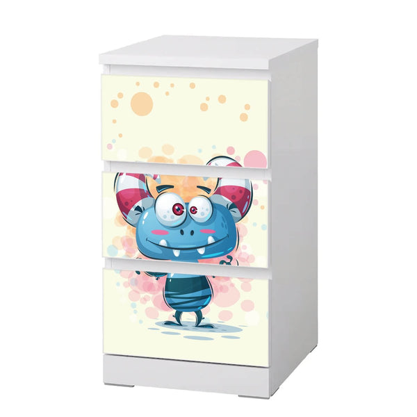 Möbelfolie IKEA Malm Monster – freches Kinderzimmer-Design in Blau & Rosa - Sunnywall - Individualität trifft Design